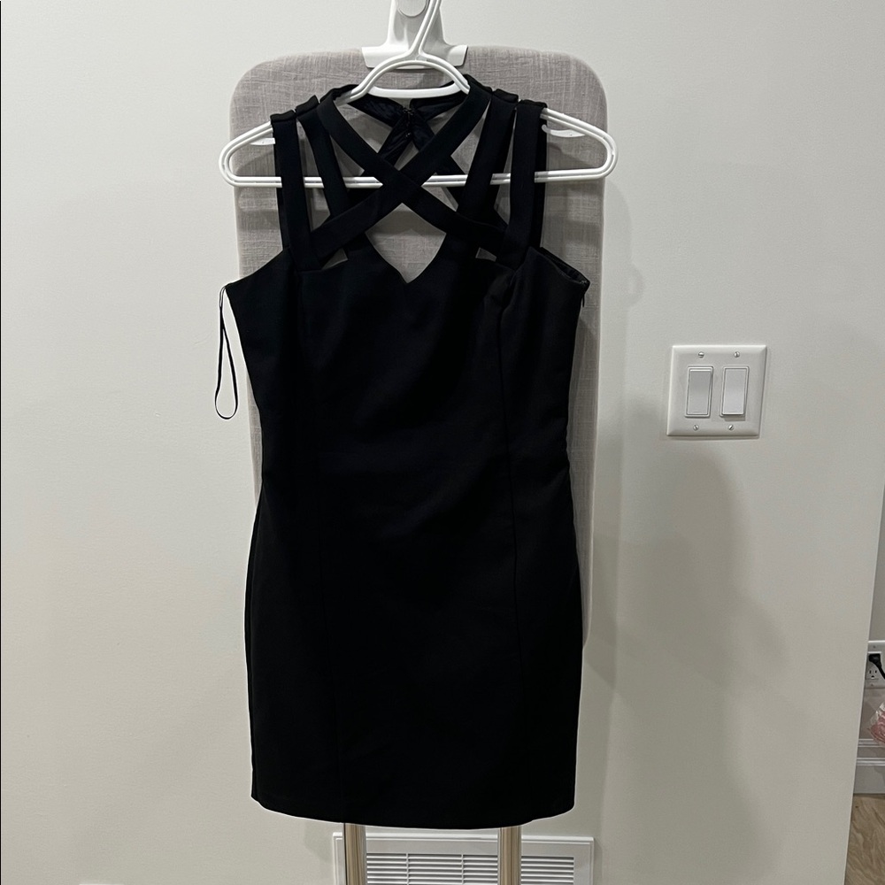 Mango Black Strappy Mini Dress